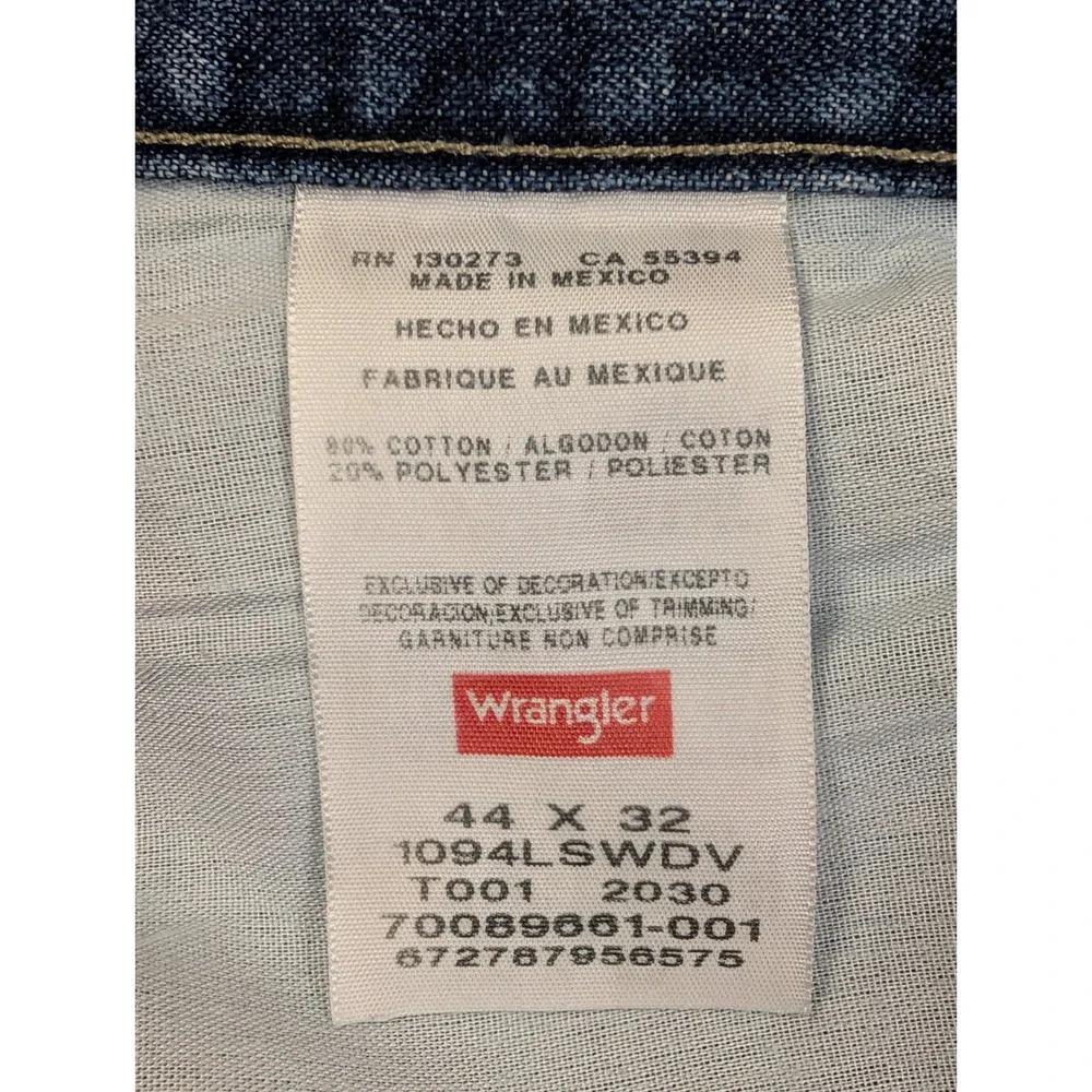Wrangler Mens Carpenter Jeans 44 x 32 Relaxed Fit Utility Denim Blue 1094LSWDV